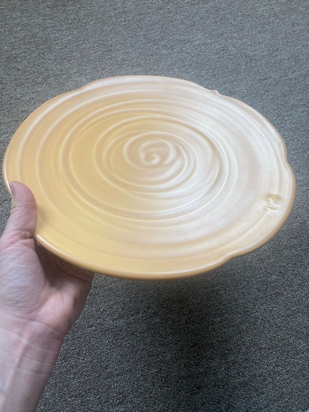 Marge Margulies Pottery Textured Ceramic Serving Small Platter in Soft Yellow